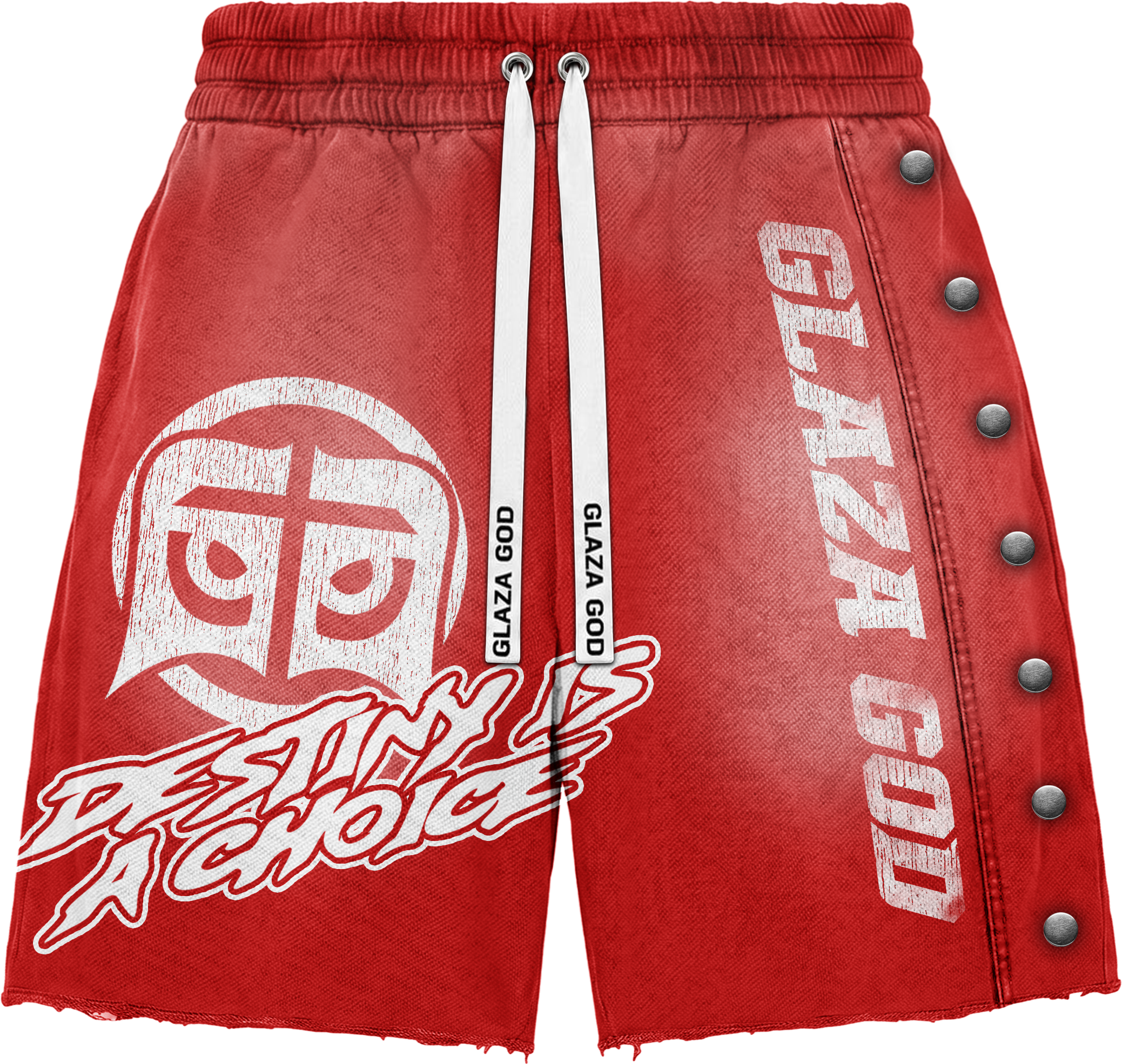 GLAZA GOD Heavyweight French Terry Shorts – Red Wash